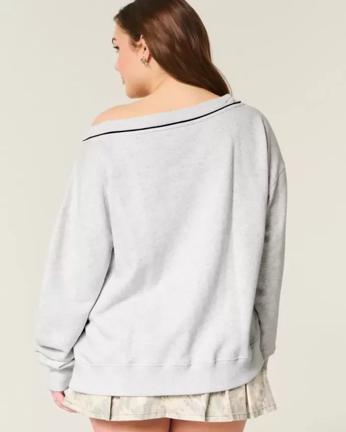 Oversized NYC Graphic V-Neck Sweatshirt