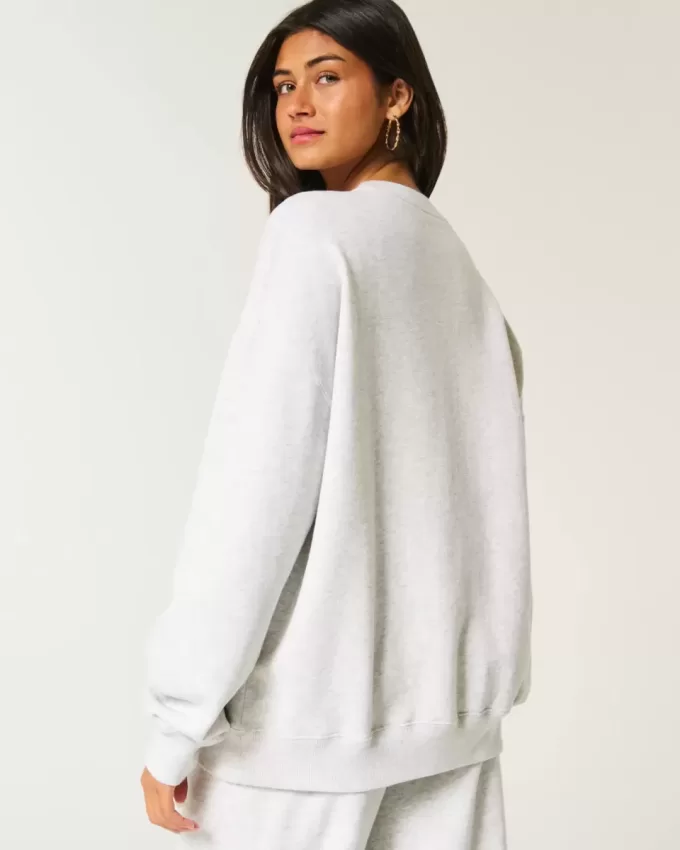 Oversized Ocean Beach Graphic Crew Sweatshirt