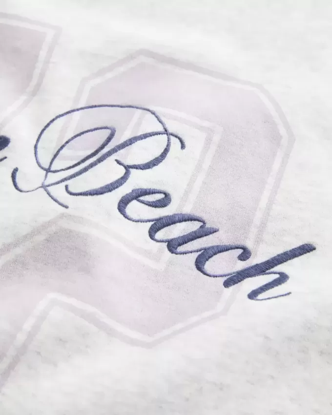 Oversized Ocean Beach Graphic Crew Sweatshirt