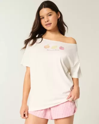 Oversized Off-the-Shoulder Farmers Market Graphic Tee