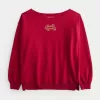 Oversized Off-the-Shoulder Lunar New Year Graphic Sweatshirt
