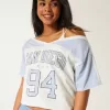 Oversized Off-the-Shoulder Varsity San Diego Graphic Tee