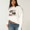 Oversized Teddy Bear Graphic Crew Sweater
