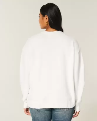 Oversized Teddy Bear Graphic Crew Sweater