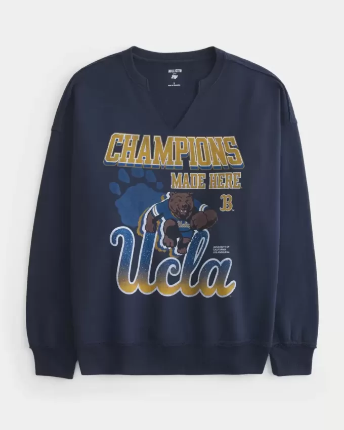 Oversized UCLA Graphic Notch-Neck Sweatshirt Oversized UCLA Graphic Notch-Neck Sweatshirt