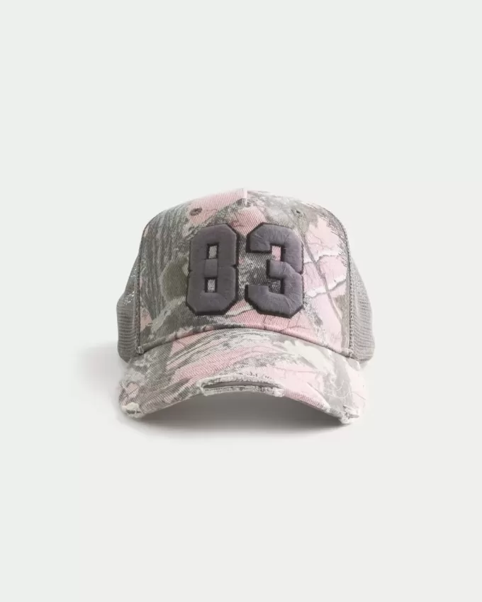 Pink Camo Number Graphic Trucker Hat