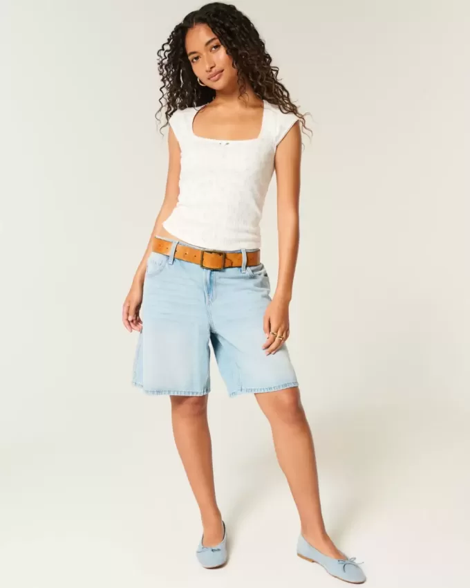 Pointelle Square-Neck Top