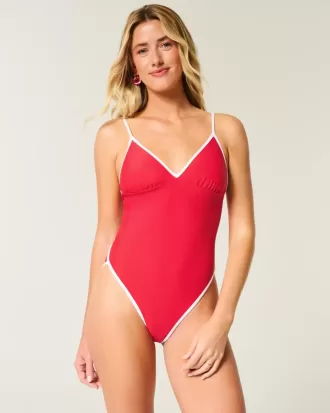 Pop-Color One-Piece Swimsuit