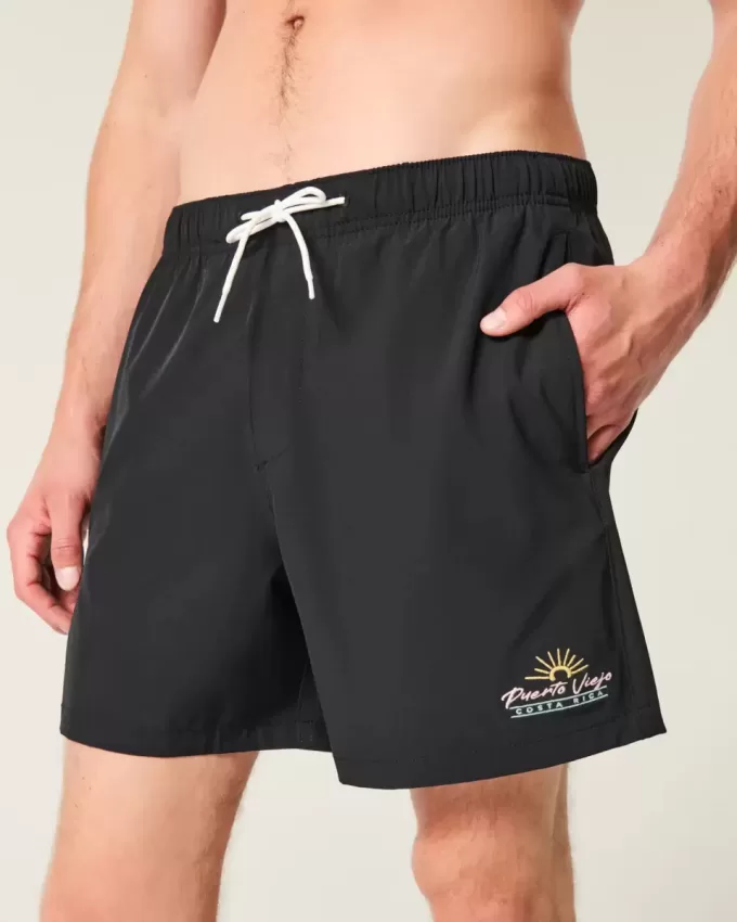 Puerto Viejo Graphic Mid-Thigh Volley Swim Trunks Puerto Viejo Graphic Mid-Thigh Volley Swim Trunks