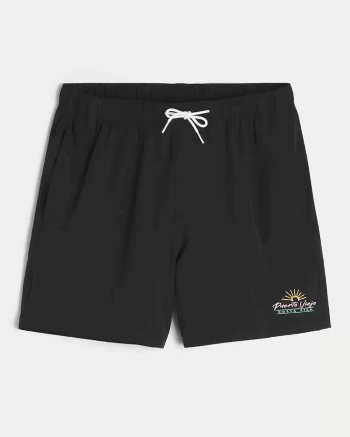 Puerto Viejo Graphic Mid-Thigh Volley Swim Trunks Puerto Viejo Graphic Mid-Thigh Volley Swim Trunks