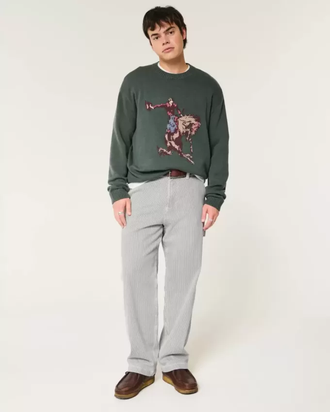 Railroad Stripe Baggy Painter Jeans