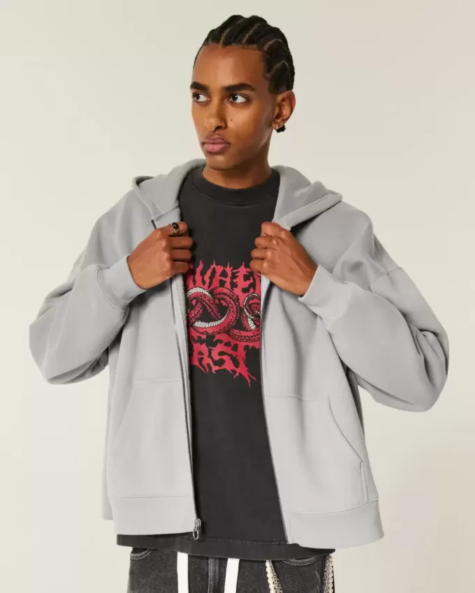 Rectangle Fit Zip-Up Hoodie