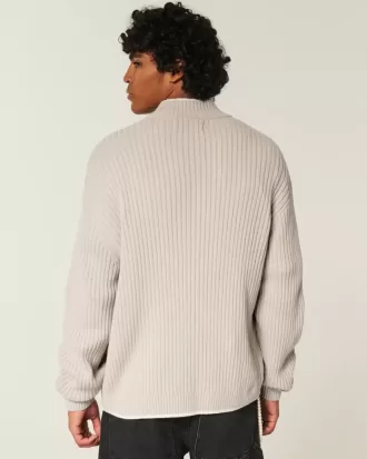 Relaxed Number Graphic Zip-Up Sweater