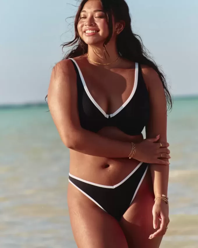 Ribbed High-Leg V-Waist Cheekiest Bikini Bottom