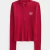 Ribbed Lunar New Year Graphic Half-Zip Top Ribbed Lunar New Year Graphic Half-Zip Top