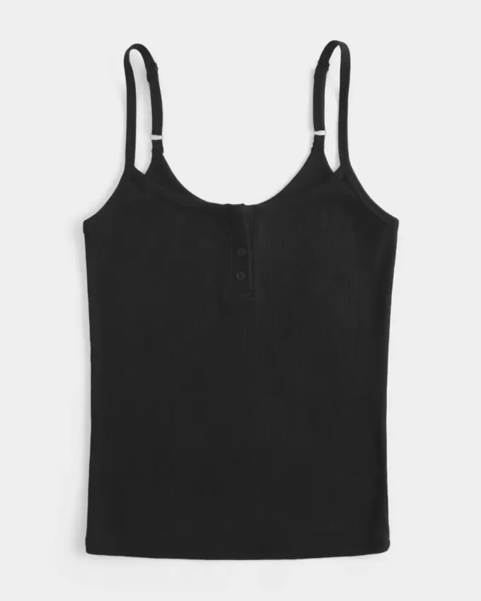 Ribbed Notch Henley Cami