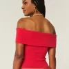 Ribbed Off-the-Shoulder Foldover Top Ribbed Off-the-Shoulder Foldover Top