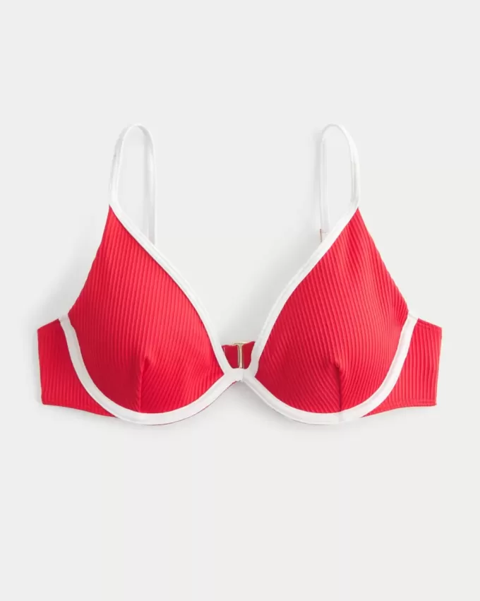 Ribbed Plunge Underwire Bikini Top
