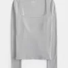 Ribbed Seamless Fabric Long-Sleeve Top