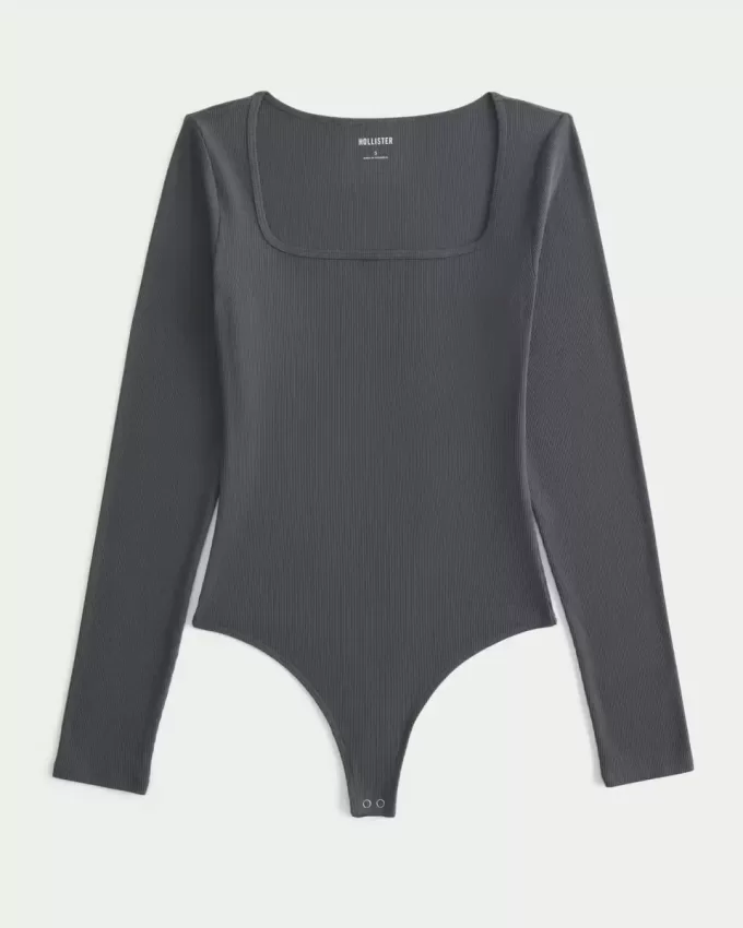 Ribbed Seamless Fabric Square-Neck Bodysuit Ribbed Seamless Fabric Square-Neck Bodysuit