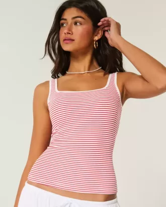 Ribbed Seamless Fabric Square-Neck Tank