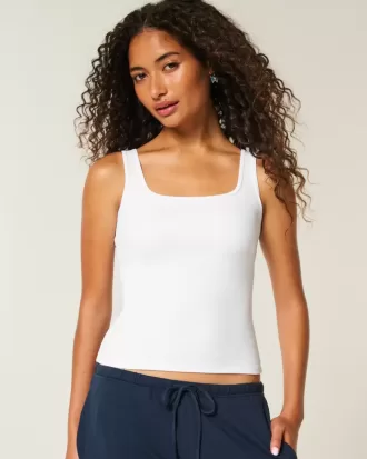 Ribbed Seamless Fabric Square-Neck Tank