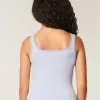 Ribbed Seamless Fabric Square-Neck Tank