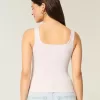 Ribbed Seamless Fabric Square-Neck Tank