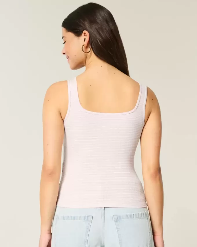 Ribbed Seamless Fabric Square-Neck Tank
