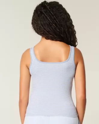 Ribbed Seamless Fabric Square-Neck Tank