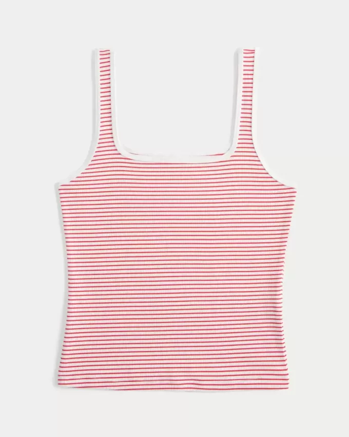 Ribbed Seamless Fabric Square-Neck Tank