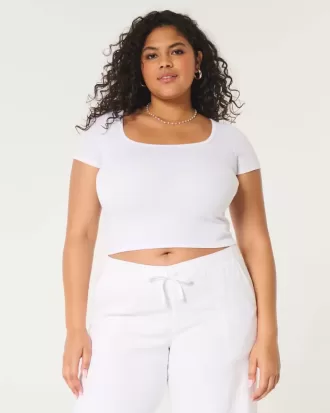 Ribbed Square-Neck Baby Tee