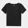 Ribbed Square-Neck Baby Tee