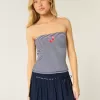 Ribbed Strapless Embroidered Cherry Tube Top Ribbed Strapless Embroidered Cherry Tube Top