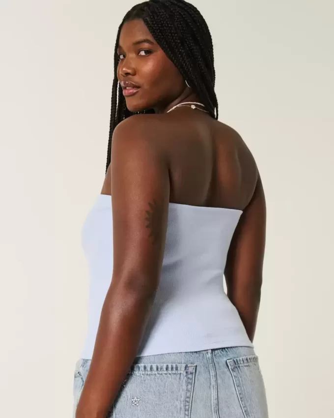 Ribbed Strapless Graphic Tube Top Ribbed Strapless Graphic Tube Top