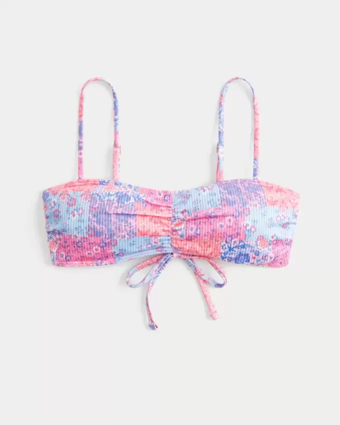 Ribbed Tie Scoop Bikini Top