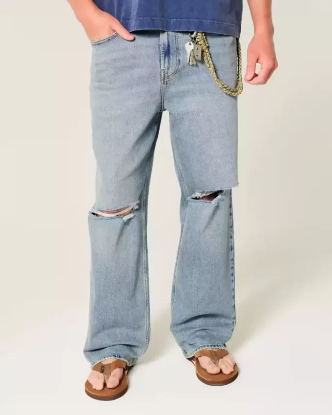 Ripped Medium Wash Baggy Jeans