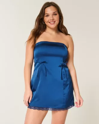 Satin Strapless Bow Bodycon Dress