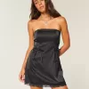 Satin Strapless Bow Bodycon Dress