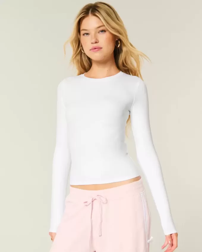 Seamless Fabric Long-Sleeve Crew Top