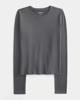 Seamless Fabric Long-Sleeve Crew Top