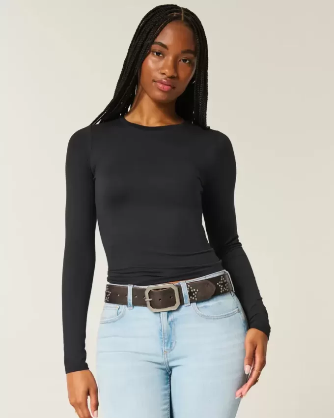 Seamless Fabric Long-Sleeve Crew Top
