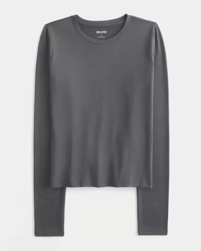 Seamless Fabric Long-Sleeve Crew Top