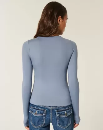 Seamless Fabric Long-Sleeve Crew Top