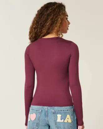 Seamless Fabric Long-Sleeve Crew Top