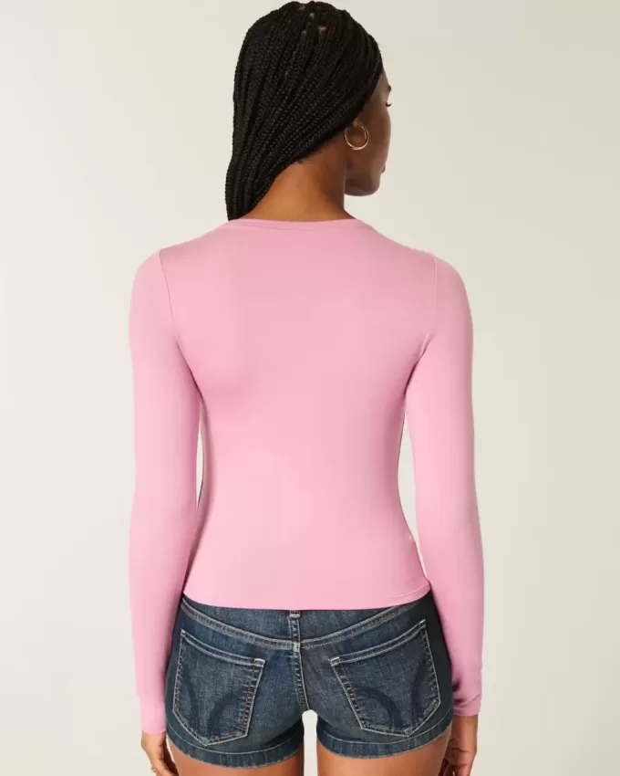 Seamless Fabric Long-Sleeve Crew Top