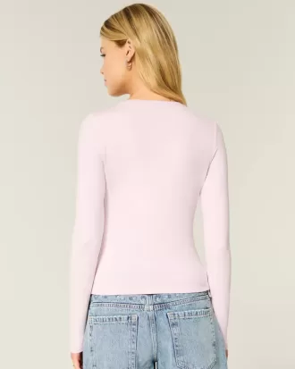 Seamless Fabric Long-Sleeve Crew Top