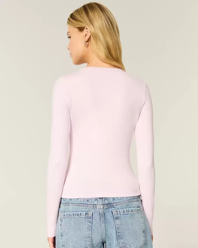 Seamless Fabric Long-Sleeve Crew Top