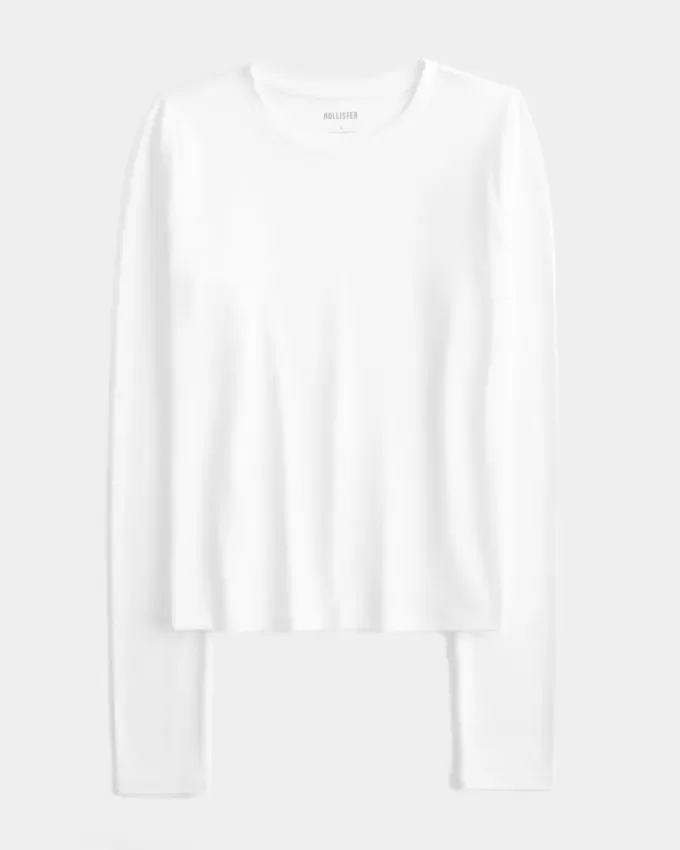 Seamless Fabric Long-Sleeve Crew Top