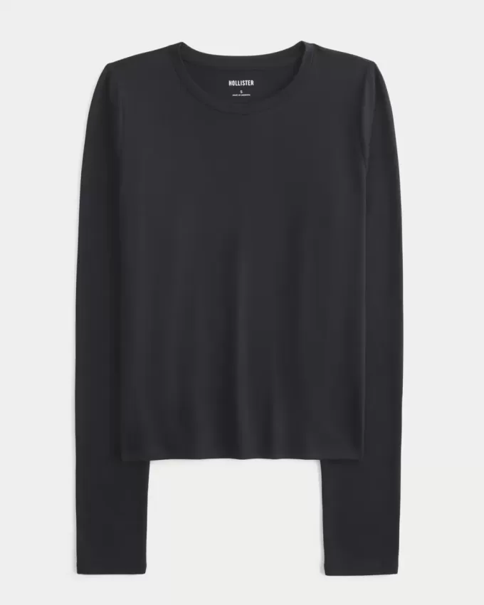 Seamless Fabric Long-Sleeve Crew Top
